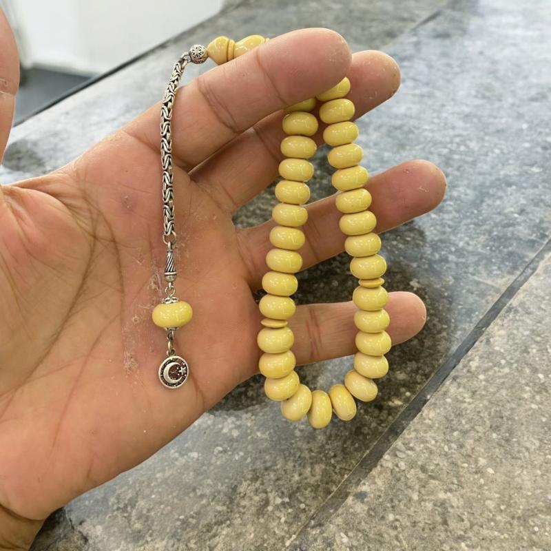 KATALİN TESBİH GÜMÜŞ PÜSKÜLLÜ TEKERLEK MODEL  KATALİN TESBİH BİLEK BOY TESBİH